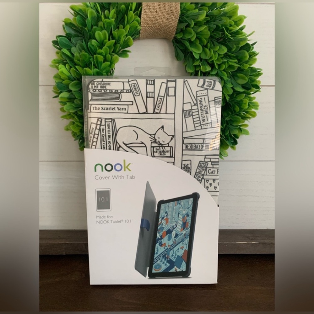 Nook tablet cover 10.1 Nook Cat Bookshelf cover NEW!!